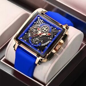 LIGE New Fashion‎ Chronograph Square Dial Watch for Men
